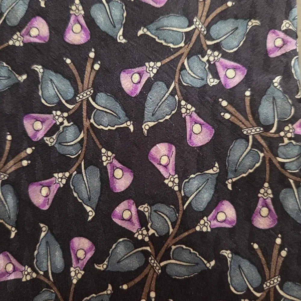 Valentino Floral 100% Silk Tie Black Purple Blue Made in Italy 4